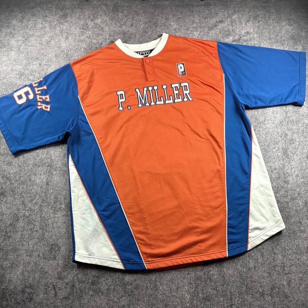 Vintage P Miller 2XL Orange Blue 06 Embroidered Jersey Master P Y2K Hip Hop